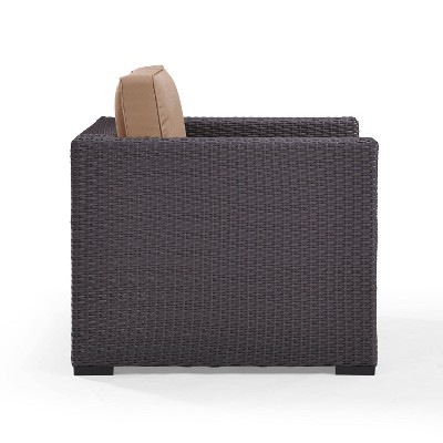 Mocha Brown Outdoor Wicker Armchair with Cushions