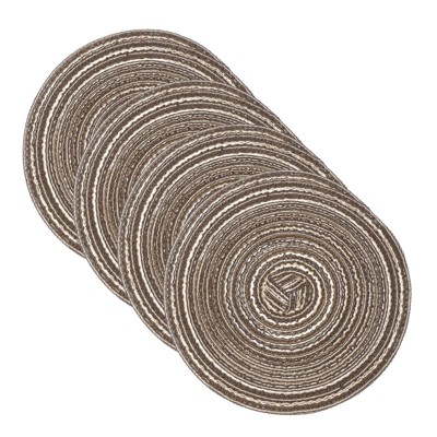Unique Bargains Woven Braided Washable Decorative Round Placemat 4 Pcs