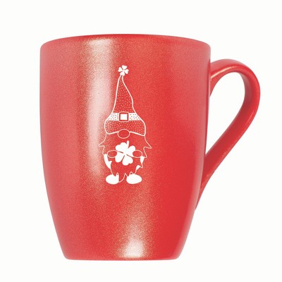 Elanze Designs Gnome With Dot Pattern On Hat 10 ounce New Bone China Coffee Tea Cup Mug, Crimson Red