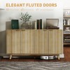 Yukimo Modern 55" Fluted Sideboard Buffet, Natural Wood with 4 Doors, 2 Adjustable Shelves, 5 Wood Legs, Gold Hardware - 4 of 4
