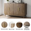 Lirago Vintage Sideboard Cabinet with Storage 55 Inch Large Accent Cabinet with 4 Doors Solid Wood Triangular Block Panels Nature - 4 of 4