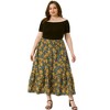 Agnes Orinda Women's Plus Size Stretchy High Waist Layered Flowy Pocket Casual Floral Maxi A Line Skirts - 3 of 4