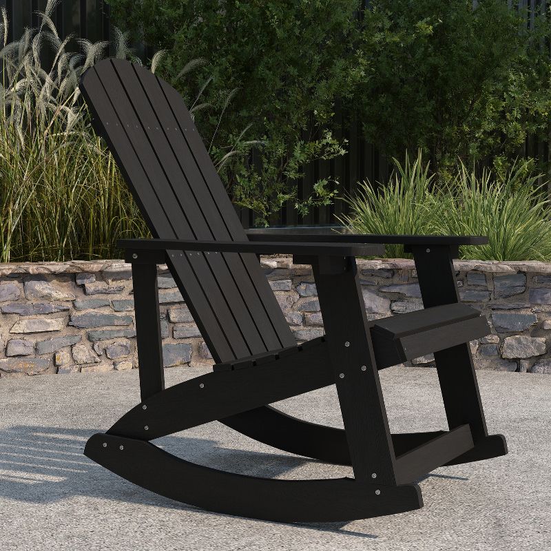 Merrick Lane All-Weather Polyresin Adirondack Rocking Chair with Vertical Slats, 5 of 13