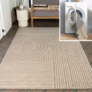 JONATHAN Y Zephyr Mid-Century Modern Arch Stripe Reversible Machine-Washable Indoor/Outdoor Area Rug - 1 of 4