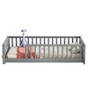 Dolonm Twin Size Kids Floor Platform Bed with Built-in Book Storage Rack, Guardrails, Sturdy Pine Wood Frame - 2 of 4