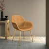 LeisureMod Markley Leather Dining Arm Chair With Gold Metal Legs Set of 2 - 2 of 4
