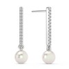Pompeii3 6mm Pearl & Diamond Dangle Earrings Women's 14k Gold Tennis Earrings Lab Created - 2 of 4