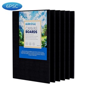 HANSILK 6pk 5x7 inch Black Canvases for Painting, Canvas Panels 5x7 inch,  100% Cotton Acid-Free, Art Boards for Oil & Acrylic - 1 of 4