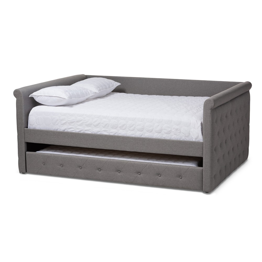 Photos - Bed Frame Queen Alena Daybed with Trundle Gray - Baxton Studio