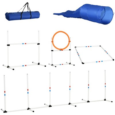 PawHut 5-Piece Blue Dog Agility Training Set with Tunnel