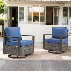 Buenhomino Patio Chairs Set of 2, Outdoor Swivel Rocker Patio Chairs, Metal Patio Furniture with Deep Seating and Wide Arm for Deck, Porch, Yard - 1 of 4