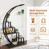 Flower pot stand, 5-tier metal plant stand, 2-pack, crescent-shaped plant stand with hooks, trapezoidal design, suitable for home decoration. - 3 of 4