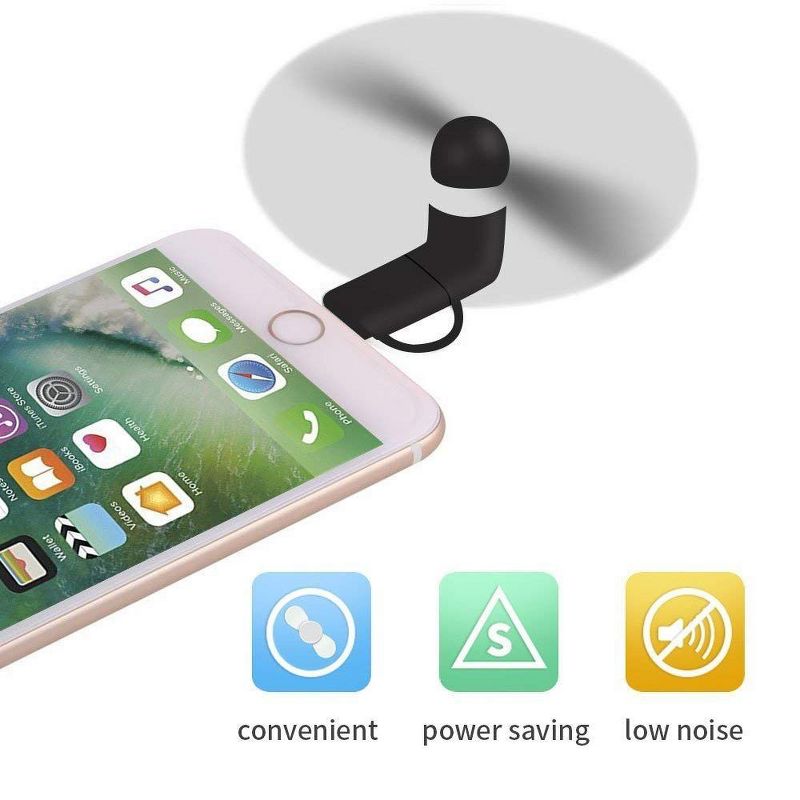 Link Portable Mini Phone/Tablet Fan Attachment Great For Travel Compatible WIth iPhone & Android - 2 Pack, 5 of 7