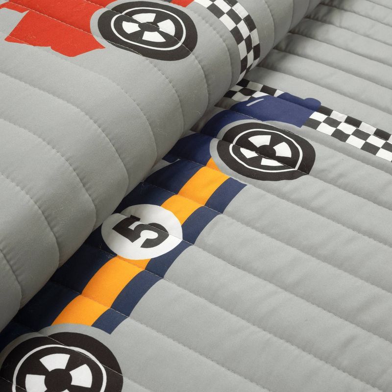 Kids' Racing Cars Reversible Oversized Quilt Bedding Set - Lush Décor, 4 of 14