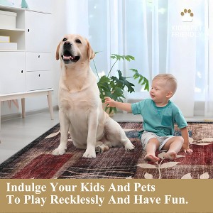 Modern Floral Area Rug Indoor Large Washable Floor Carpet Rug Contemporary Aesthetic Bedroom Rug Non Slip Accent Throw Rug for Dining Room Bedroom - 1 of 4
