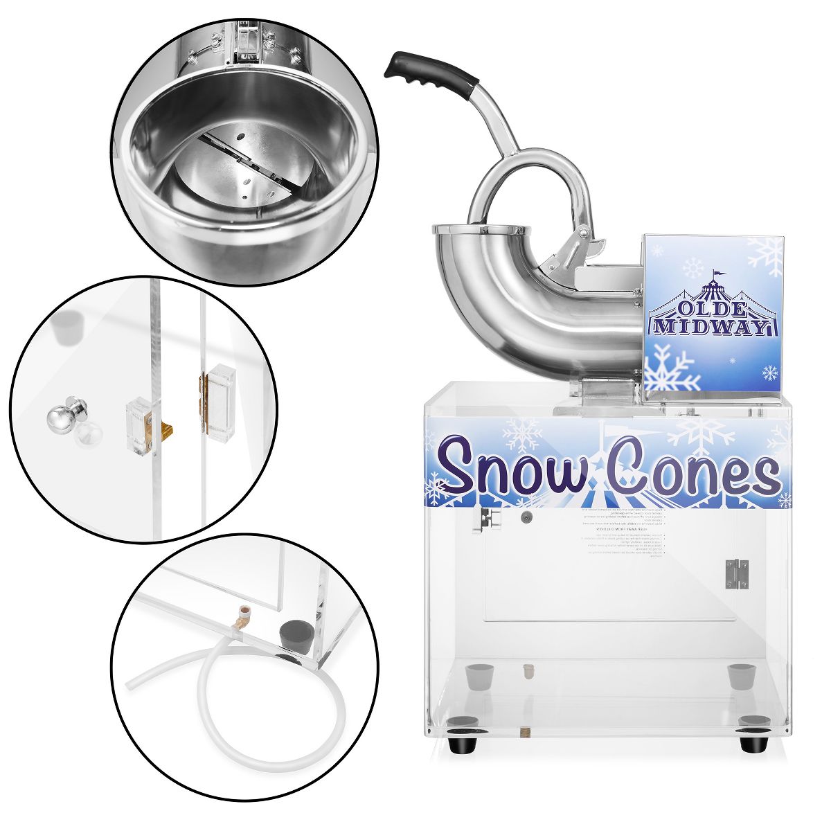 Olde Midway Snow Cone Machine, Commercial Countertop Shaved Ice Maker - thumbnail 3
