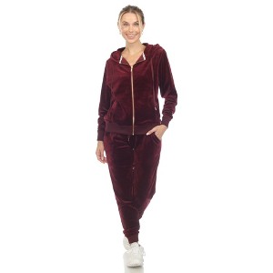 Women's 2 Piece Velour Tracksuit Set - White Mark - 1 of 4