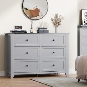 6 Drawer Dresser for Bedroom, Chest of Drawer Dresser for 48 inch TV, Modern Wood Organizer TV Stand for Living Room, Entryway, Hallway - 1 of 4