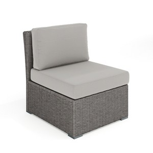 Martha Stewart Bedford Indoor-Outdoor Modular Patio Sectional Sofa Center Seat in Rattan Wicker with All-Weather Cushions - 1 of 4