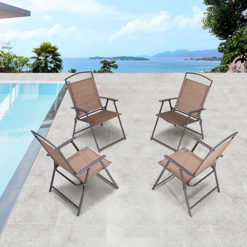 4pc Patio Folding Chairs - Brown - Crestlive Products, 3 of 12
