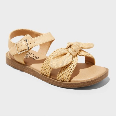 Kids' Mari Raffia Bow Ankle Strap Sandals - art class™ Beige