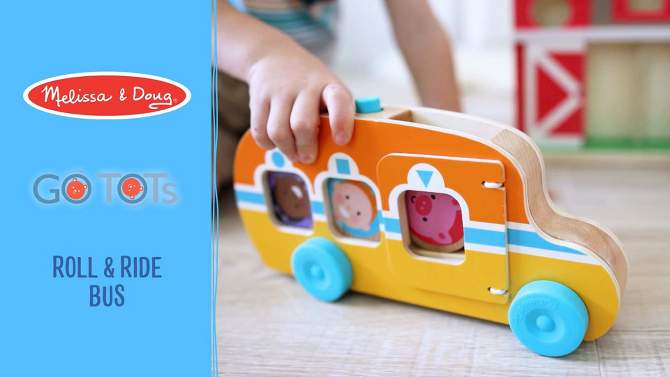 Melissa &#38; Doug GO Tots Wooden Roll &#38; Ride Bus with 3 Disks, 2 of 17, play video