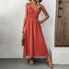 Coolmee Womens Summer Sleeveless Spaghetti Strap Maxi Dress V- Neck Smocked Waist Casual A-Line Swing Pleated Long Sundress - 2 of 4