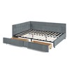 Gulches Grey Velvet Queen Size Upholstered Tufted Storage Bed Frame, Mid-Century Daybed with Backrest & Armrests, 2 Drawers(85.5''*64.5''*29.5'') - 3 of 4