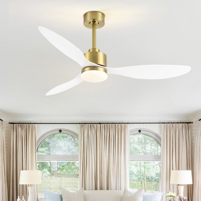 Airsurfer 52-Inch White Ceiling Fan with Remote, Reversible DC Motor, 3 ABS Blades & Color-Changing LED Light