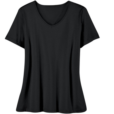 Collections Etc Soft Knit V-Neck Short-Sleeve Basic Cotton and Polyester Tee