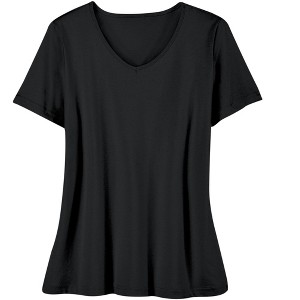 Collections Etc Soft Knit V-Neck Short-Sleeve Basic Cotton and Polyester Tee - 1 of 4