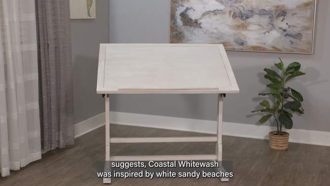 36&#34; X 24&#34; Angle Vintage Solid Wood Drawing/Drafting Table with Adjustable Top Coastal Whitewash - Studio Designs Home, 2 of 21, play video