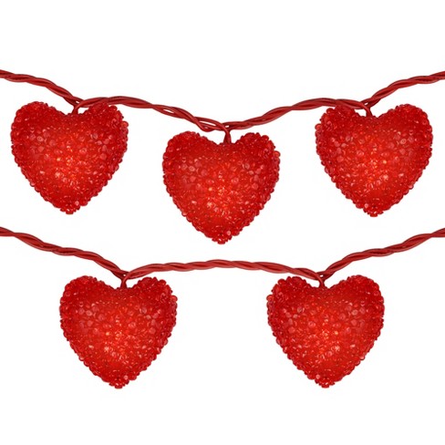 Lampki COTTON BALLS Heart Red serca 10szt LED 4cm (PCBSTD18054