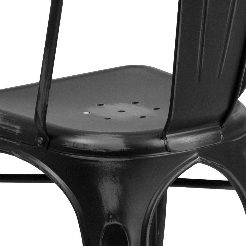 Flash Furniture Commercial Grade Distressed Metal Indoor-Outdoor Stackable Chair, 5 of 11