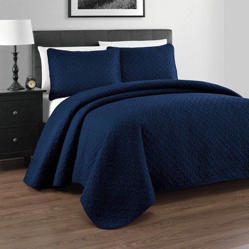 Eluxury Zaria Quilt Coverlet Set Queen Navy Blue Target