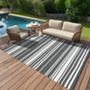 Reversible Outdoor Patio Rug - Waterproof Plastic Straw Mat, Striped Camping Rug for Front Porch, Deck, Backyard, RV, Picnic, Beach - 2 of 4