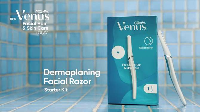 Venus for Facial Hair &#38; Skin Care Exfoliating Dermaplaning Razor + 2 Blade Refills Starter Kit - 3ct, 2 of 16, play video
