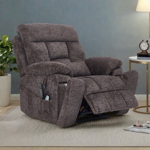 Oversized Chenille Power Lift Recliner Chair with Dual OKIN Motors, Massage, Heating, 180¡ã Lay Flat, and 2 Cup Holders - 1 of 4