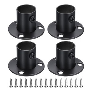 Unique Bargains Stainless Steel Wardrobe Pipe Holder Shower Closet Curtain Rod Pole Brackets 4 Pcs - 1 of 4