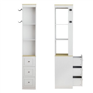 AndMakers 73.03 in. Tall Antique White 3-Shelf Standard Bookcase with 3 Drawers - 1 of 4
