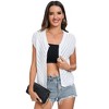 Womens Casual Solid Pullover Short Cap Sleeve V Neck Sweater Vest Openwork Knit Tank Top with Button Closure - 3 of 4