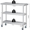 3-Tier Stainless Steel Table, 18x36x34 Inch, 2 Undershelves & Gloves, Commercial Workstation for Kitchen, Laundry, Garage - 2 of 4
