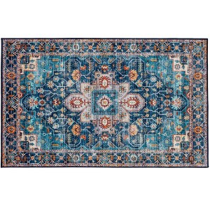 Homefires Sultan Indoor Accent Doormat – 20" x 30" – Ornate Blue Medallion Design, Decorative Indoor Entry Mat - 1 of 3