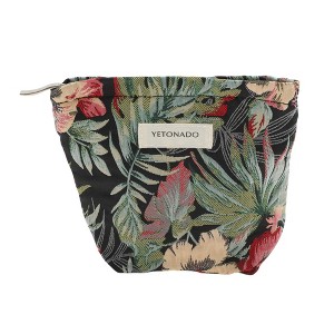 Unique Bargains Multifunctional Flower Handheld Makeup Bag Black Green 1 Pc - 1 of 4