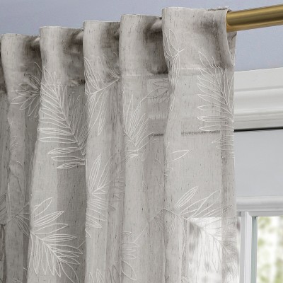 Gray Pleated Cotton Polyester Rod Pocket Back Tab Curtain Panel