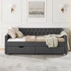 Sapphtopaz Daybed with 2 Storage Drawers Upholstered Wood Bed Frame with Button Tufting and Nailhead Design, No Box Spring Needed - 2 of 4