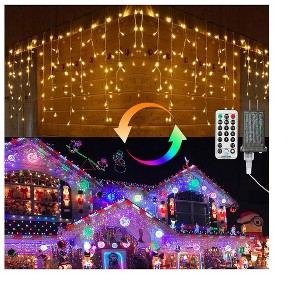 Itopfox 29ft 360 LED Color Changing Icicle Lights 11 Modes 4 Brightness Levels Remote Timer Indoor Outdoor Connectable 1 Pack - 1 of 4