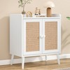 Rattan Sideboard Buffet Cabinet with Storage, Bar & Liquor Cabinet, Credenza Console for Dining Room, Living Room & Hallway - 3 of 4