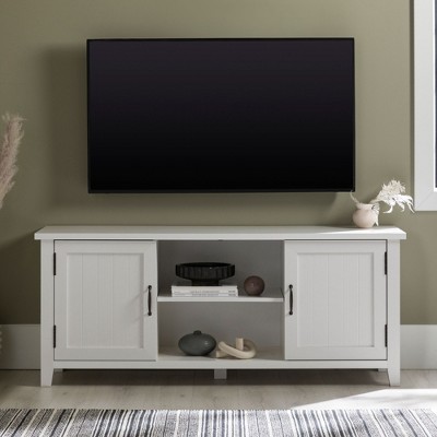 NicBex Classic Grooved-Door TV Stand for TVs up to 65" with 2 Cabinets and Open Storage Entertainment Center for Living Room, Bedroom