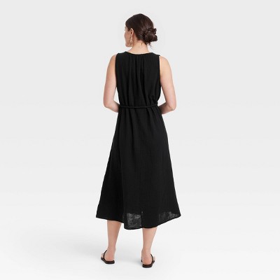 Women's Belted Gauze Midi A-Line Dress - Universal Thread - image 2